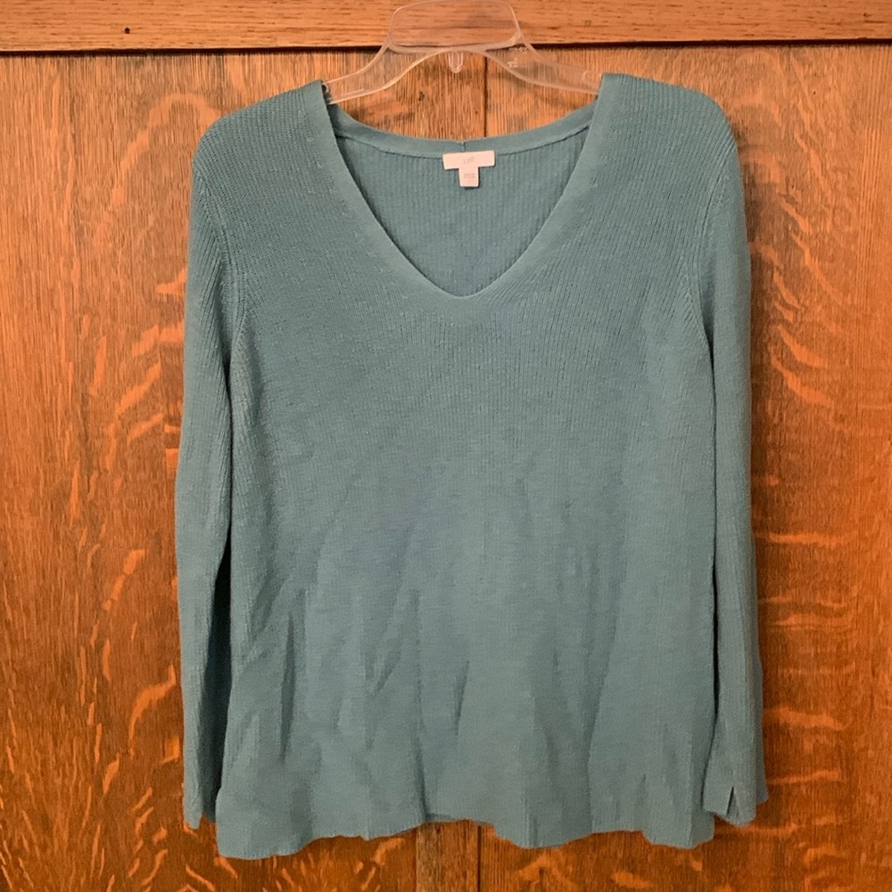 J. Jill blue knit v neck lightweight sweater top small S